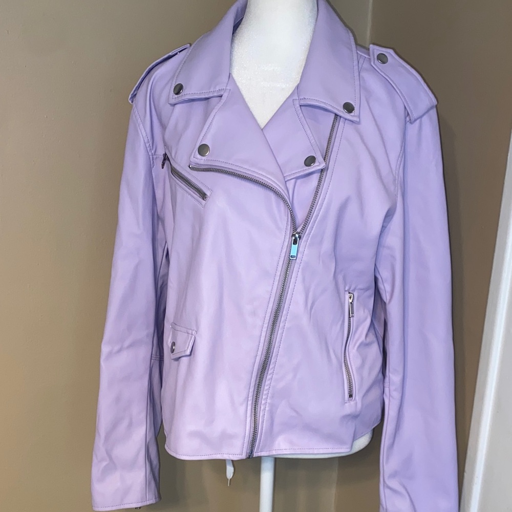 NWOT Lavender Faux Leather Moto Jacket XL